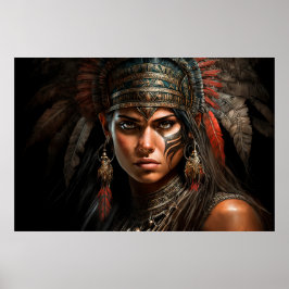 Poster Mayan Warrior Princesa Retrato Pintura Petrolífera