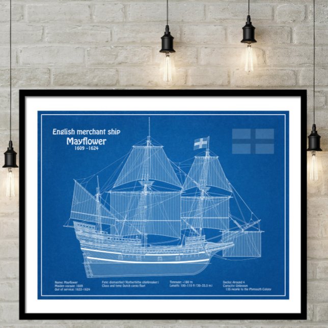 Poster Mayflower - planos de projeto de navio ABD (Criador carregado)