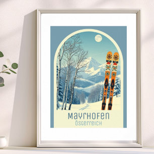 Poster Mayrhofen Áustria Österreich pôster de férias de e