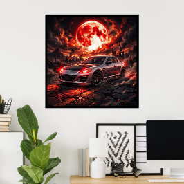 Poster Mazda RX8 Sob uma Lua Carmesim