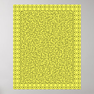 Poster Maze Hexágono Amarelo