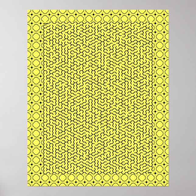 Poster Maze hexágono amarelo (Frente)