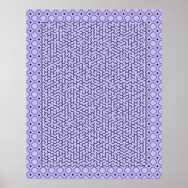 Poster Maze Hexágono Roxo (Frente)