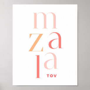 Poster Mazel Tov Parabéns Rosa Hebraico