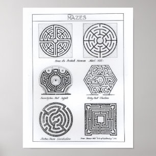 Poster Mazes, c.1900 (gravação) (foto b/w)