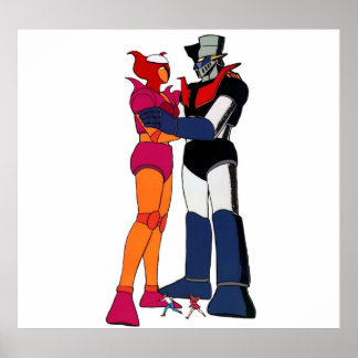 Poster Mazinger e Afrodite, amor aos robôs