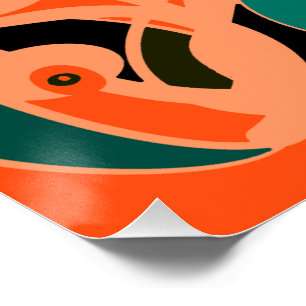 Póster MAZIPOODLES Olho Espião Laranja Azul-marinho Preto