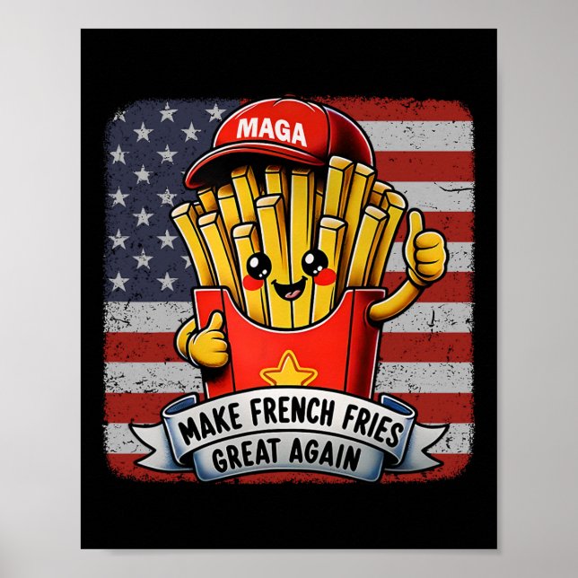 Poster Mcdon Engraçado Donald Trump Batata Frita Cozinhan (Frente)