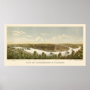 Póster McKeesport, mapa panorâmico do PA - 1894
