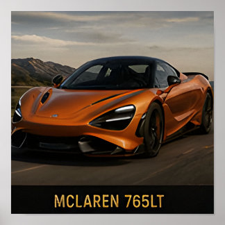 Poster McLaren 765LT Supercarro Britânico Moderno Luxo