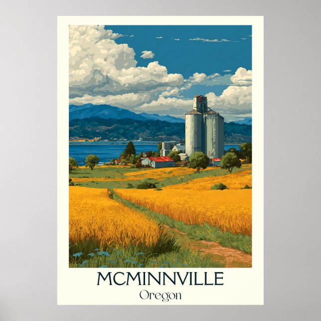 Poster McMinnville Oregon Vintage Farmland Lighthouse Art (Frente)