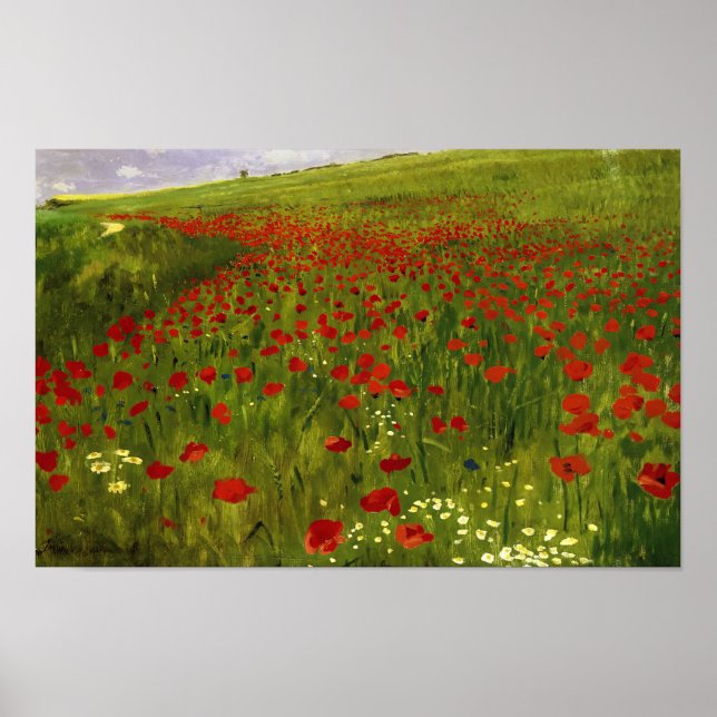 Poster Meadow with Poppies (1896) Merse Pál Szinyei (Frente)