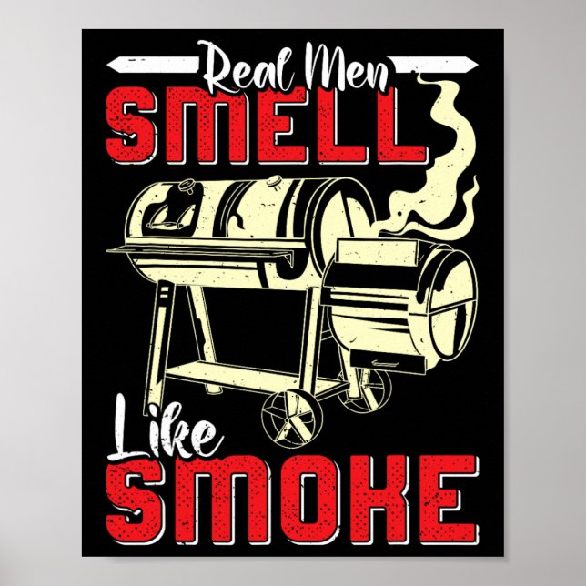 Poster Meat Lover Real Men Smell Like Smoke Funny Men  (Frente)