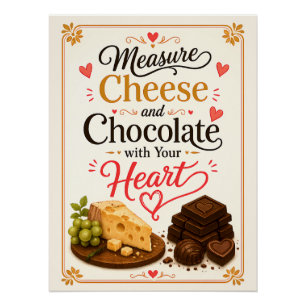 Póster Meça Queijo e Chocolate com o Seu Coração