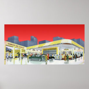 Póster Mecânica Automática Vintage - Garagem Completa do 