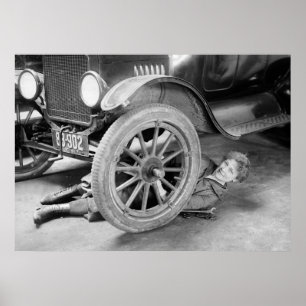 Poster Mecânica do carro da mulher 1920