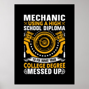 Poster Mecânica Usando Um Diploma De Segundo grau