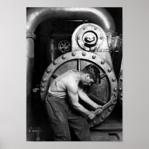 Poster Mecânico 1920 da casa do poder - Lewis Hine