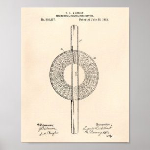 Póster Mecânico Calculando 1893 Anterior Arte Patente
