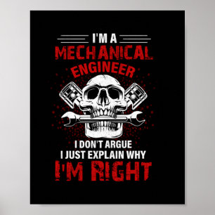 Poster Mecânico Sou Um Engenheiro Mecânico