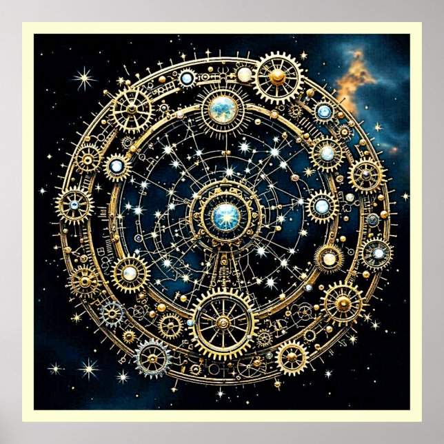 Poster Mecanismo Celestial Arte Cósmica (Frente)
