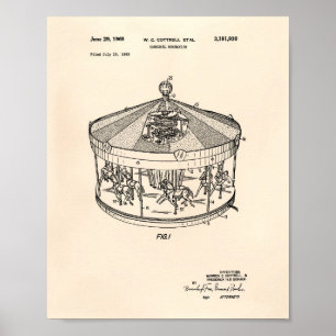 Póster Mecanismo de Carrossel 1965, Anterior Arte Patente