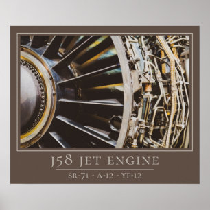 Poster Mecanismo J58 Jet - SR-71 Blackbird, A-12, YF-12