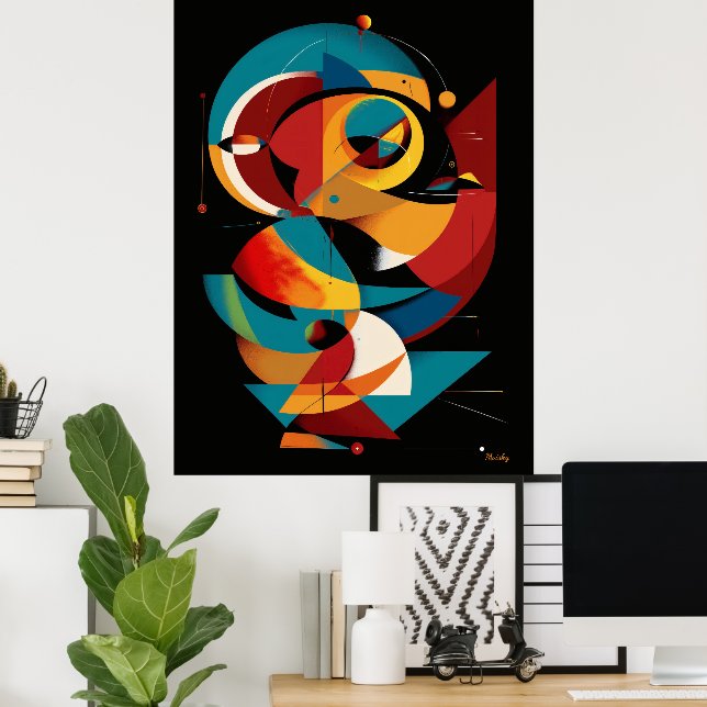 Poster Mecanismo Solar – Abstração Geométrica Dinâmica (Escritório em casa)