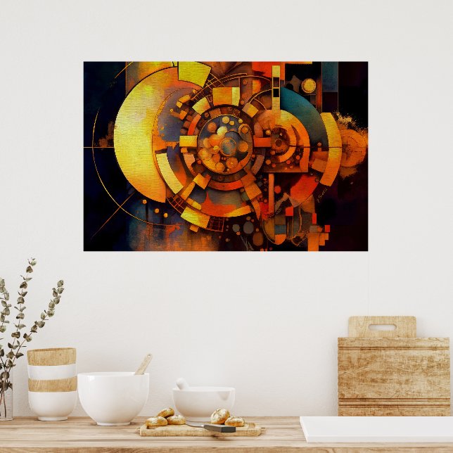Poster Mecanismo Solar Steampunk Abstrato (Cozinha)