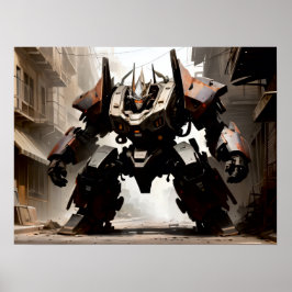 Poster Mech pesado em posição agressiva