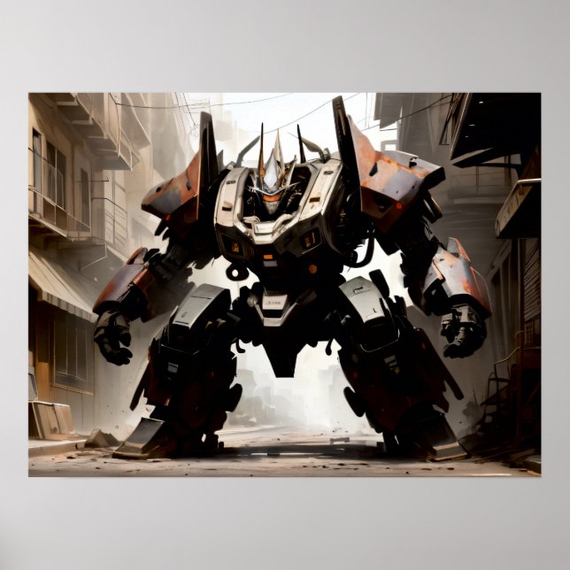 Poster Mech pesado em posição agressiva (Frente)