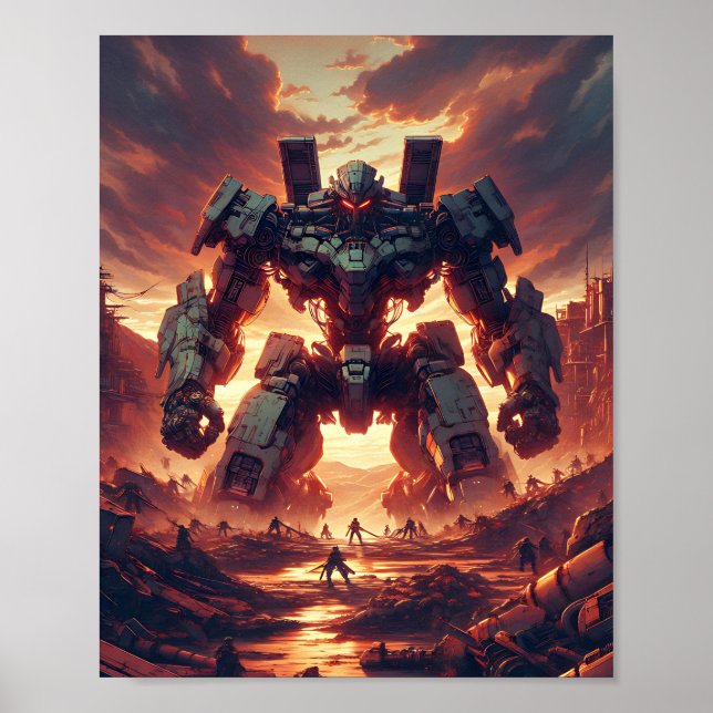 Poster Mecha Dramática Standoff - Gerada por IA - Tornada (Frente)