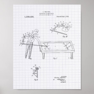 Póster Mechanical Billiard 1919 Patent Art - Lined Peper