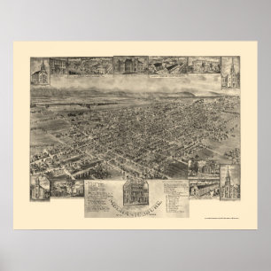 Póster Mechanicsburg, mapa panorâmico do PA - 1903