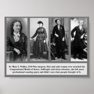 Poster Medalha de Honra Desfragista WCW Mary E Walker