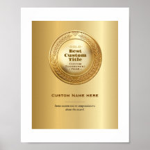 Medalha de Ouro Realista 3D Personalizável Prêmio