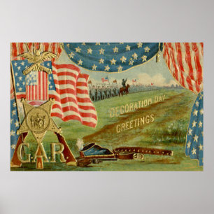 Poster Medalha União da Guerra Civil da Bandeira dos EUA