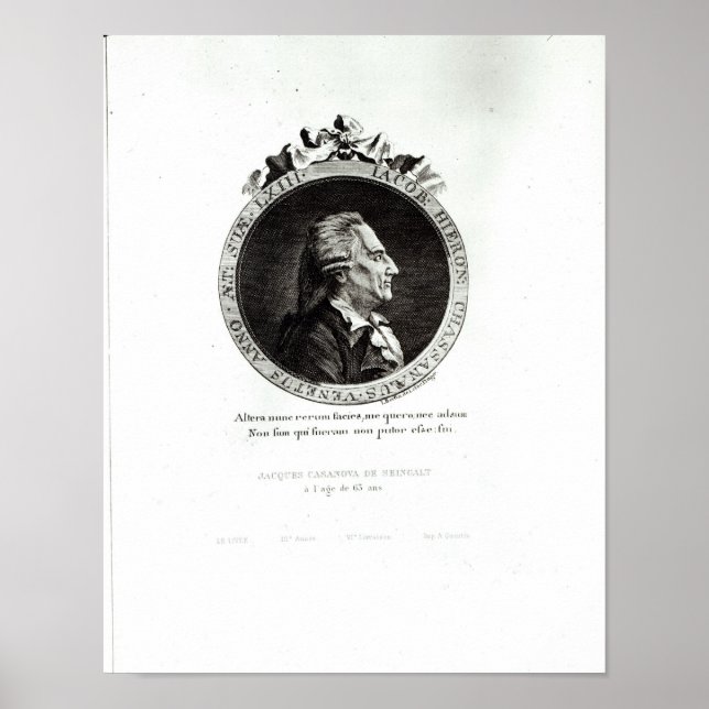 Poster Medallion Portrait of Giacomo Casanova, 63 anos (Frente)