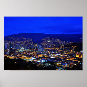 Póster Medellin, Colômbia na noite