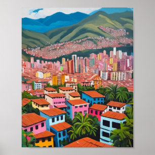 Poster Medellin Colombia Oil Painting