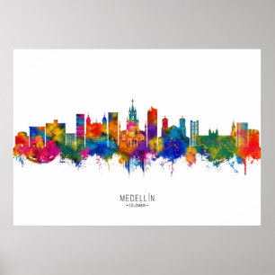 Poster Medellin Colombia Skyline