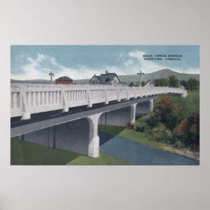 Póster Medford, Oregon - opinião da ponte da angra do