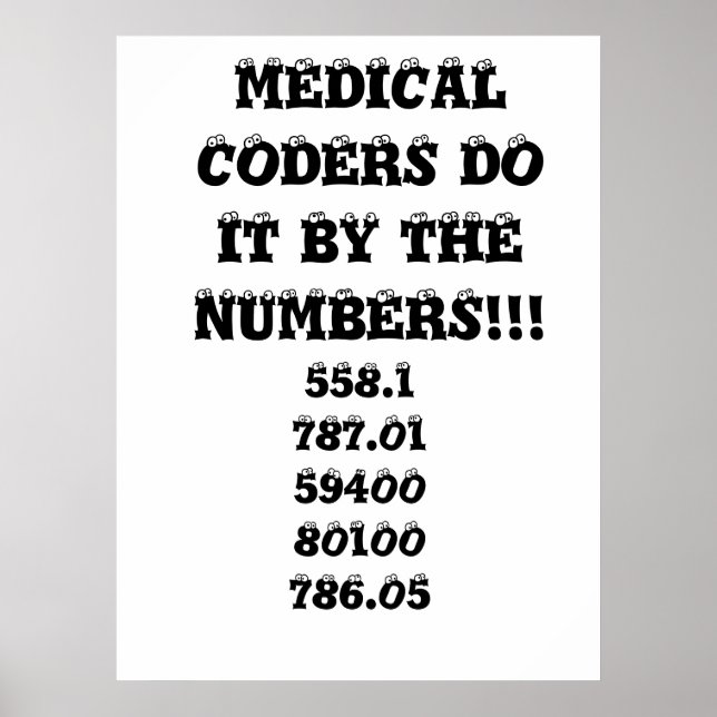 PÓSTER MEDICAL CODERS DO IT BY THE NUMBERS!!!, 558.178... (Frente)
