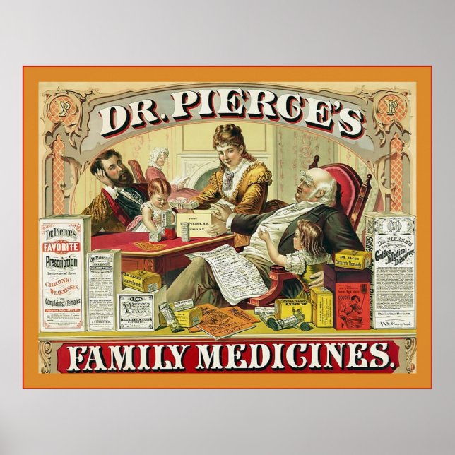 Poster Medicamentos Familiares do Dr. Peirce ~ Advert Vin (Frente)