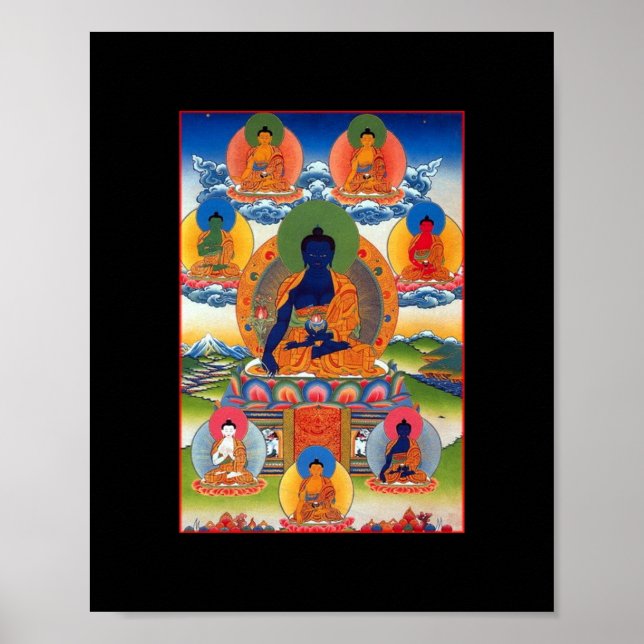 Póster Medicina Buda Tibetana Arte Budista (Frente)