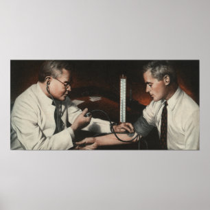 Póster Medicina do vintage, doutor Examining um paciente