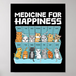 Poster Medicina Para Felicidade Gato Presente Para Homens