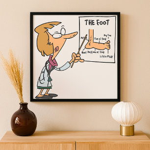 Poster Médico Divertido Ensinando Anatomia do Pé