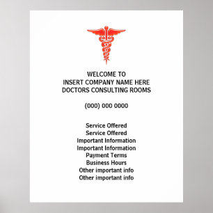 Poster Médicos consultórios paciente informação caduceus