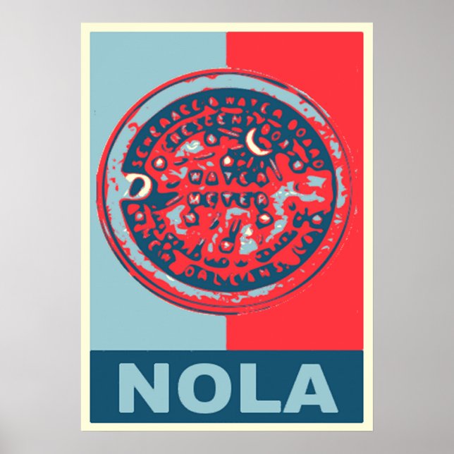 Poster Medidor de Água NOLa Vermelho e Azul (Frente)